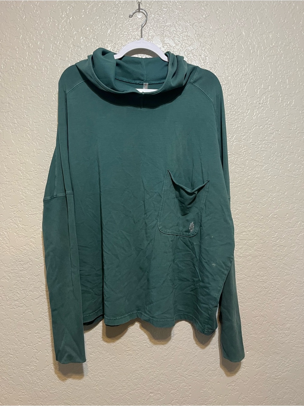 FP Movement Oversized Funnel Neck Pullover Top Green Medium